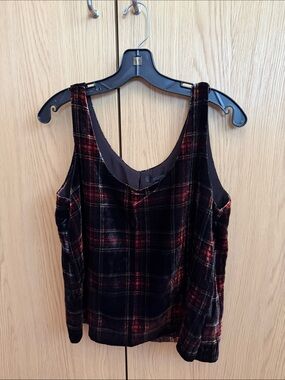 J. Crew Velvet Plaid Lined Camisole - Black & Red